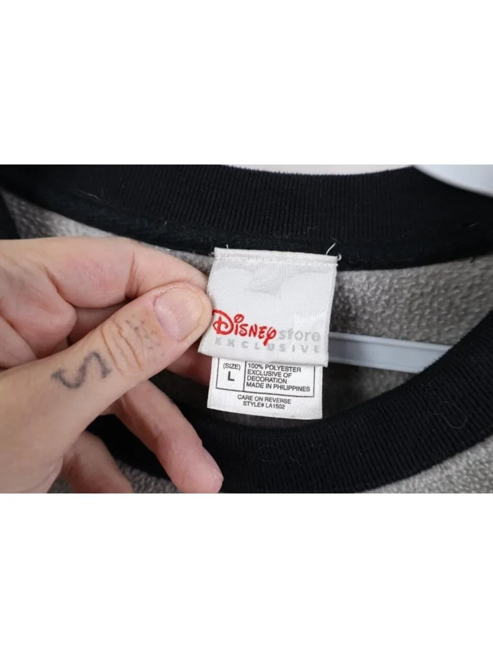 Vtg 90s Disney Mens Large Mickey Mouse All Around Nice Guy Fleece Sweater Gray